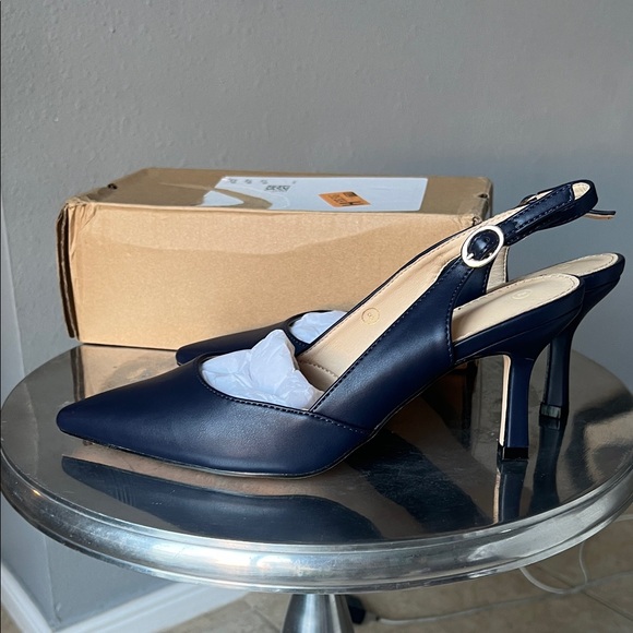 Navy Blue Slingback - Picture 2 of 9